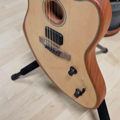 Fender American Acoustasonic Jazzmaster BRAND NEW Natural Mahogany Sitka Spruce Top Semi-Hollow Body USA Fishman Piezo Tim Shaw Shawbucker Humbucker Pickup Acoustic-Electric Guitar image 11