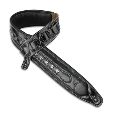 Walker and Williams C-35 Black Premium Leather Double Padded Strap with Metal Studs image 1