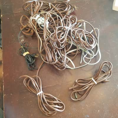 Victor one (1) 117V Power Cord Electric Cable cut V-M Voice of Music Vintage non-polarized brown, grey 1940s-1960s image 3