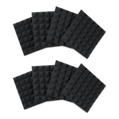 Gator Frameworks GFW-ACPNL1212PCHA-8PK 2" Thick Acoustic Foam Pyramid Panels, 12x12, Charcoal, 8-Pack image 1