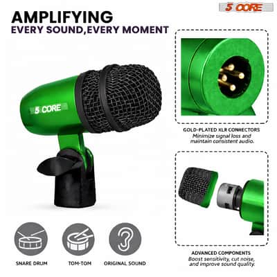 5 Core Conga Mic Snare Tom Set Professional XLR Cardioid Unidirectional Instrument Microphone Kit image 6