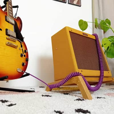 Lakefront Walnut-Dyed Amp Stand: Handmade Solid Wood Guitar Amplifier Stand with Danish Cord detail 2025 - walnut image 7