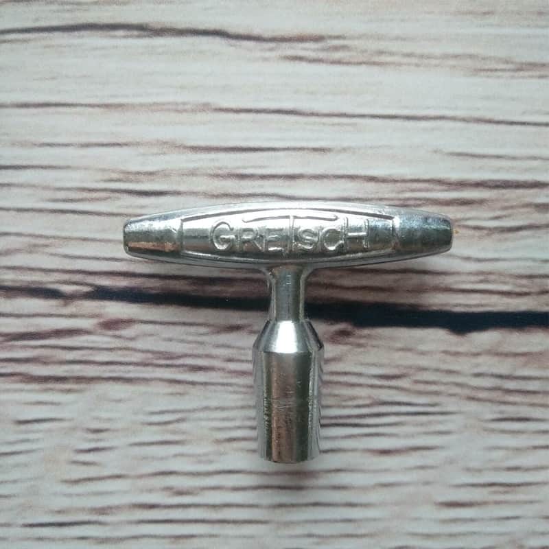 *Gretsch Drum Key 60s Round Badge Vintage Chrome Snare/Tom Tuner for Shell Mount image 1