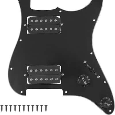 11-Hole 3-Ply HH Prewired Loaded Pickguard w/HH Humbucker Pickups Compatible with  Standard Strat Electric Guitar (Black) image 1