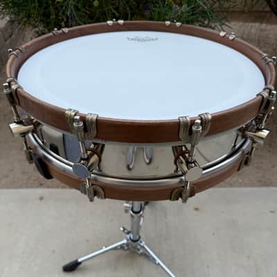 A&F Drum Co. Special Edition NOB Snare Drum 15x3.5” with Walnut Hoops image 4