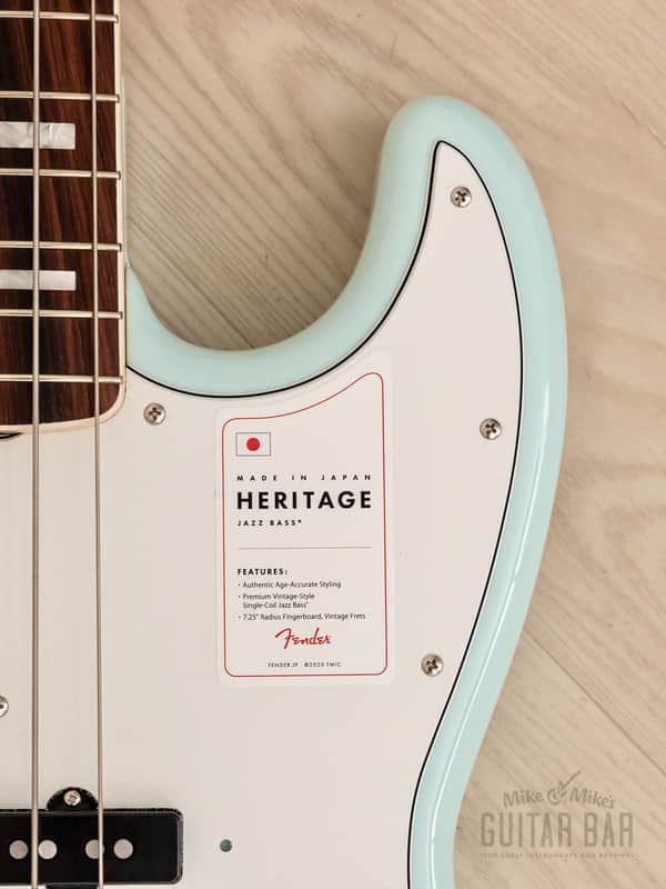 2023 Fender Heritage Late 60s Jazz Bass, Sonic Blue Lacquer, Mint