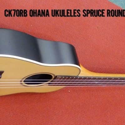 Ohana CK-70 Solid Spruce top, Round Composite Back Concert Ukulele +Bag - Blem image 2