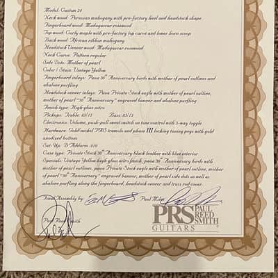 PRS 30th Anniversary Custom 24 Private Stock 2015 - Vintage Yellow image 6