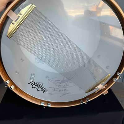 Dunnett Classic SS Polished Stainless Steel 7x14 Snare Drum with Deko Lugs, Acacia MetalWood Hoops & Case image 6