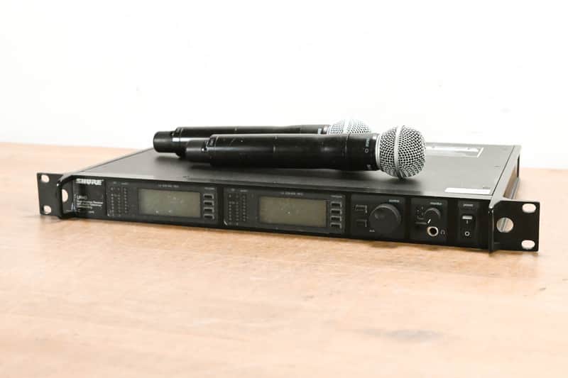 Shure UR4D Wireless Receiver w/ two UR2/SM58 Handheld Mics - L3 Band CG0128M image 1