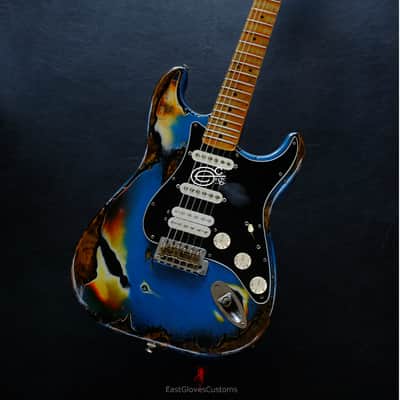 Fender Stratocaster Special Edition HSS Pelham Blue/Sunburst Heavy Aged Relic by East Gloves Customs image 10