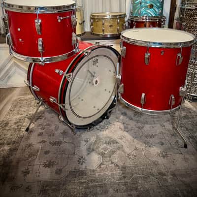 Ludwig No. 980 Super Classic Outfit 9x13 / 16x16 / 14x22" Drum Set with Keystone Badges 1968 - 1969 - Red Sparkle image 10