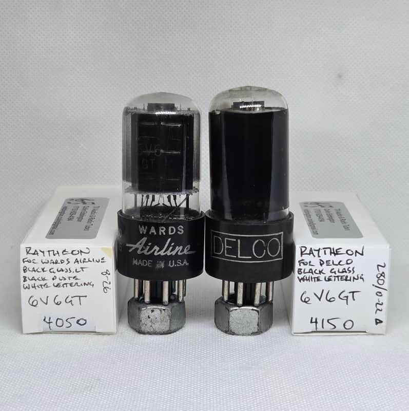 Raytheon 6V6GT Black Glass Well Matched (2.4%) Pair NOS 6V6 image 1