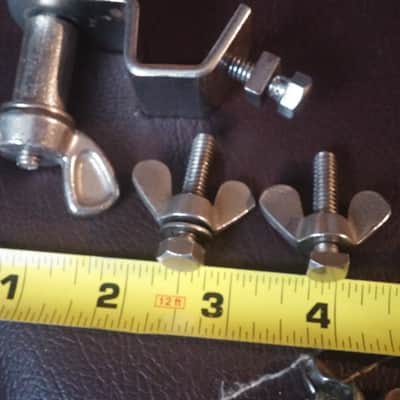 VINTAGE Ludwig WFL Leedy Slingerland NICKEL PARTS LOT Mouse Ear Wing Bolts MOUNT 40s 50s image 5