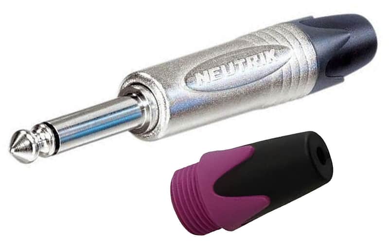 NEUTRIK NP2X Mono or NP3X Stereo 1/4" Cable Mount Instrument Jack w/ Nickel Shell & Colored Boot For ID-NP2X-Mono / Violet image 1