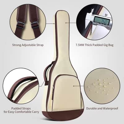38 inch Guitar Blue Acoustic Guitar Beginner kit Adult Cutaway Acoustic Guitar Guitarras Starter Set Bundle with Padded Gig Bag, Strap, Capo, Strings, Picks image 3