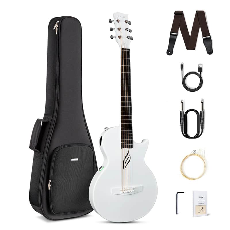 NOVA GO SP1 Carbon Fiber Travel Guitar - 35" Acoustic Electric - White image 1