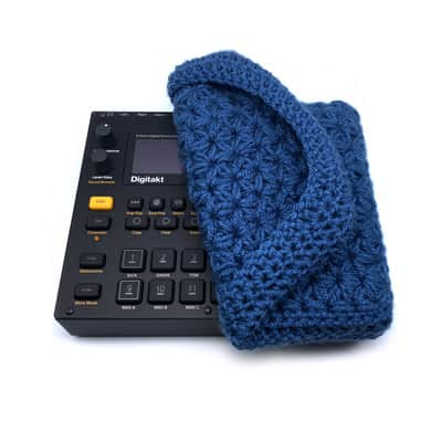 Jasmine stitch crochet dust cover for Elektron Digitakt and Digitone - Denim image 1