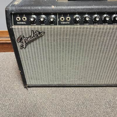 Vintage 1965 Fender Deluxe Reverb Combo Amp - Black Panel AB763 Circuit w/ Footswitch image 3