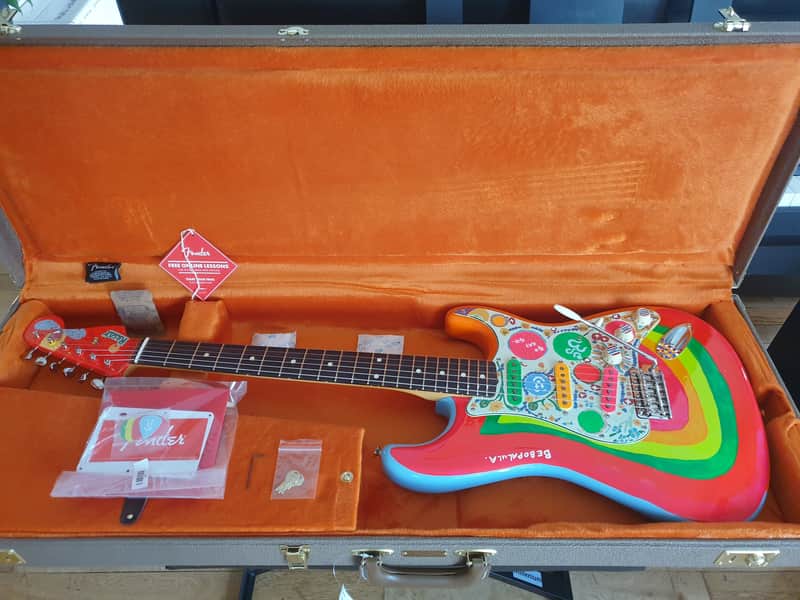 Fender Artist Series George Harrison Rocky Stratocaster 2022 - Sonic Blue / Custom Art