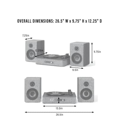Crosley Aria Shelf System CR7020A With 3 Speed Turntable + Built-in Bluetooth, Gray -NEW image 7