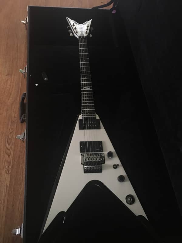 Dean Razorback V White with Black Bevels image 1