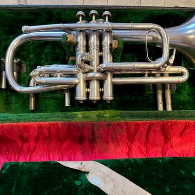 1904 Conn Conqueror Cornet – Silver Plate – Engraved “Exchanged for a Buescher” – King Case image 13