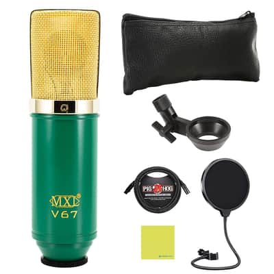 Liquid Audio - MXL V67G Large-Diaphragm Condenser Microphone Bundle w/Pig Hog PHM10 8mm Mic Cable, Pop Filter Polishing Cloth image 1