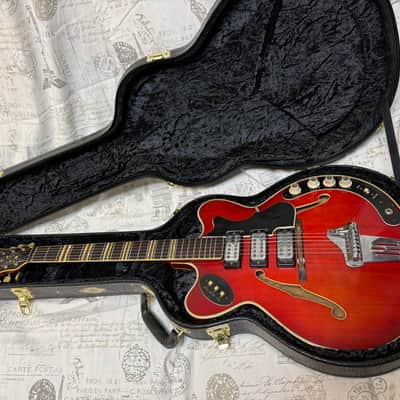 1965 Hofner Verythin Model 4575 Cherry Finish Flame Maple Taylor Hard Shell Case Fair Condition **Please Read** image 4