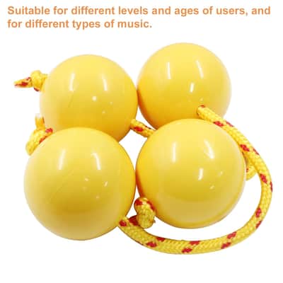 2 Pair Aslatuas Rhythmic Ball Kashaka Shaker, Hand Percussion Instruments African Shaker Rattle Asalato Shaker For Adults Teenagers Beginners, Yellow image 3