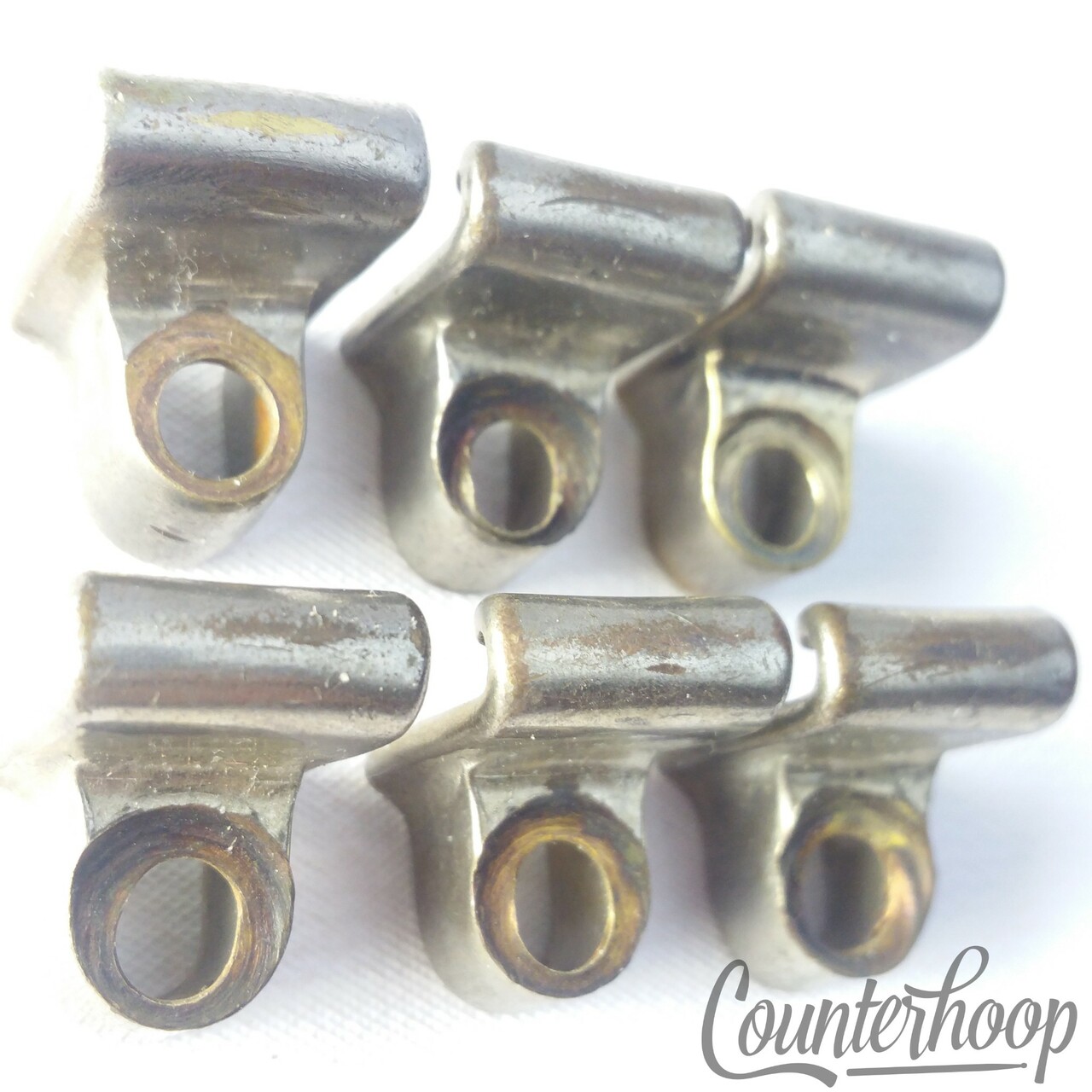 Leedy 6x Tension T-Rod Clips Single-Flange Rim Floor/Tom/Snare Drum Nickel USA — main photograph