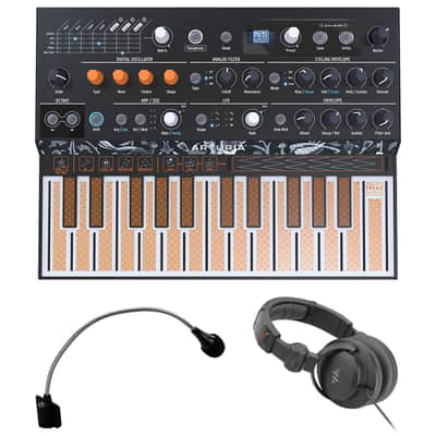 Arturia MicroFreak Vocoder Hybrid Analog/Digital Synthesizer with Advanced Digital Oscillators (Black) Bundle with Arturia MicroFreak Gooseneck Mic and Polsen Studio Monitor Headphones image 1