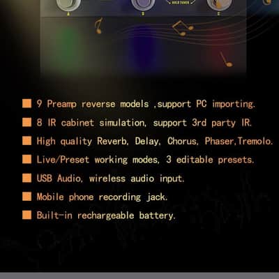 Cuvave Multi Effects Pedal Delay Chorus Phaser Tremolo Reverb Effect Pedal CUBE BABY Rechargeable Gu image 3
