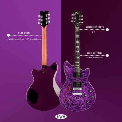 EVH SA-126 6-String Right-Handed Special QM Electric Guitar with 12 to 16-Inch Compound Ebony Fingerboard, 22 Jumbo Frets, and Triple Block Inlays (Transparent Purple Ebony) image 5