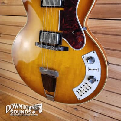 1964 Epiphone Al Caiola Custom Hollow Body Electric Guitar with Hard Case - Shaded Sunburst, Duncan Antiquities, 6lbs 11oz image 4