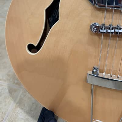 Vintage VSA500PM ReIssued Semi-Hollow Electric Guitar – Natural Maple – M20330398 image 8