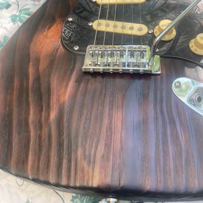 Custom Shou Sugi Ban Strat Partscaster - Fire Roasted Pine, Mayan/Aztec Pickguard image 3