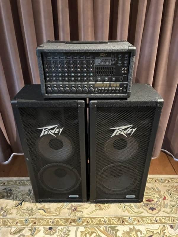 Peavey XRD680 Powered Mixer 1996 with 1210 DL Speakers image 1