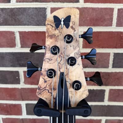 Fodera Emperor II Elite, Chestnut Burl Top, Walnut Body, Alder Tone Block, Flamed Ebony Fretboard, Flamed Ebony Ramp, Chestnut Dot Inlays, Fodera/Duncan Dual Coil Pickups, Hardshell Case image 5