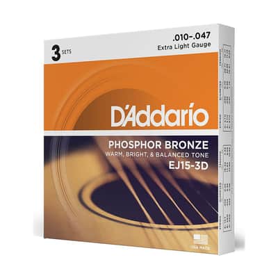D'Addario Phosphor Bronze Acoustic Guitar Strings 3 Pack (.010 - .047) image 3