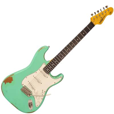 Vintage V6 ICON Electric Guitar ~ Distressed Ventura Green image 1
