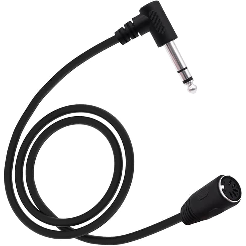 MIDI Din 5Pin to 6.35mm 1/4 Cable Din 5 Pin Female to 1/4 Inch Male 90 Degree Right Angle Plug TRS Stereo Audio Adapter Cord for Speaker Amplifier Mixer MIDI Keyboard-1.5M/4.9FT image 1
