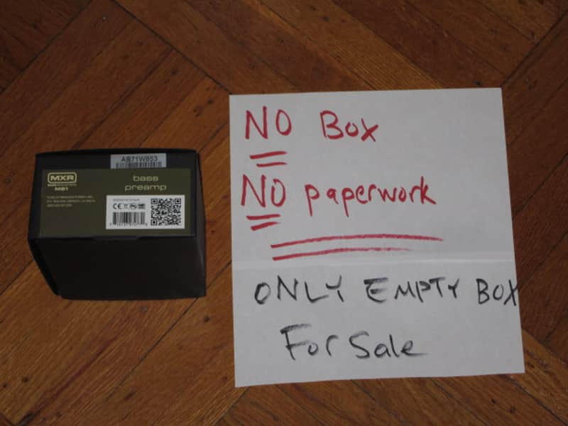 rarely handled, near A+ MXR EMPTY BOX ONLY for M81 Bass Preamp (NO pedal / NO paperwork) from mid 2010s to 2020s - BOX: Black Cardboard / LABEL: Dark Olive Green & Cream / GRAPHIC: Silver image 1