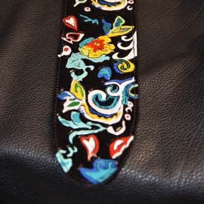 Guitar Leather strap "Jimi Hendrix flying V" 3.5" strap all custom hand made image 14