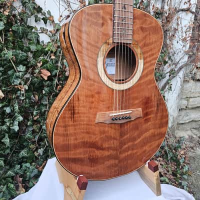 Wilhelm Guitars Curly Koa, Curly Sinker Redwood Small Jumbo Acoustic Guitar image 4