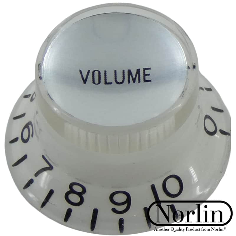 Norlin KW-130VI Embossed Top Hat Reflector Volume MOD Knob for Gibson® Guitars-White image 1