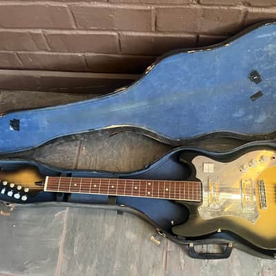 Teisco Gold Foil Electric Guitar & Case Barclay Sakai  1960’s - Sunburst image 21