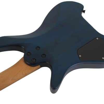 Swing UV-1F Matte Blue Burst Headless Electric Guitar Burl Top Fan Fret Multi Scale image 6