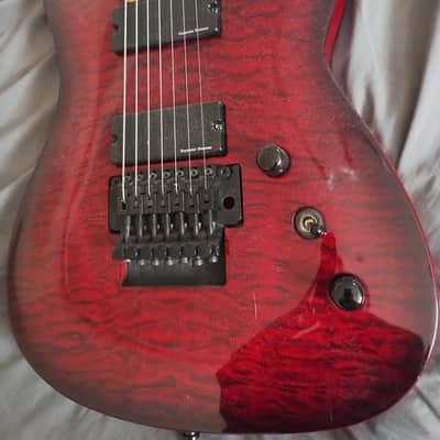 Agile Septor 7 string Floyd, Seymour Duncan Blackouts Transparent red in a thick soft case bottle protection box image 12