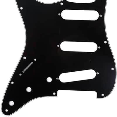 11 Hole Left Handed Strat Guitar Pickguard SSS Scratch Plate for USA/Mexican Fender Standard ST Stratocaster Standard Guitar Replacement, Glossy Black 3 Ply image 1